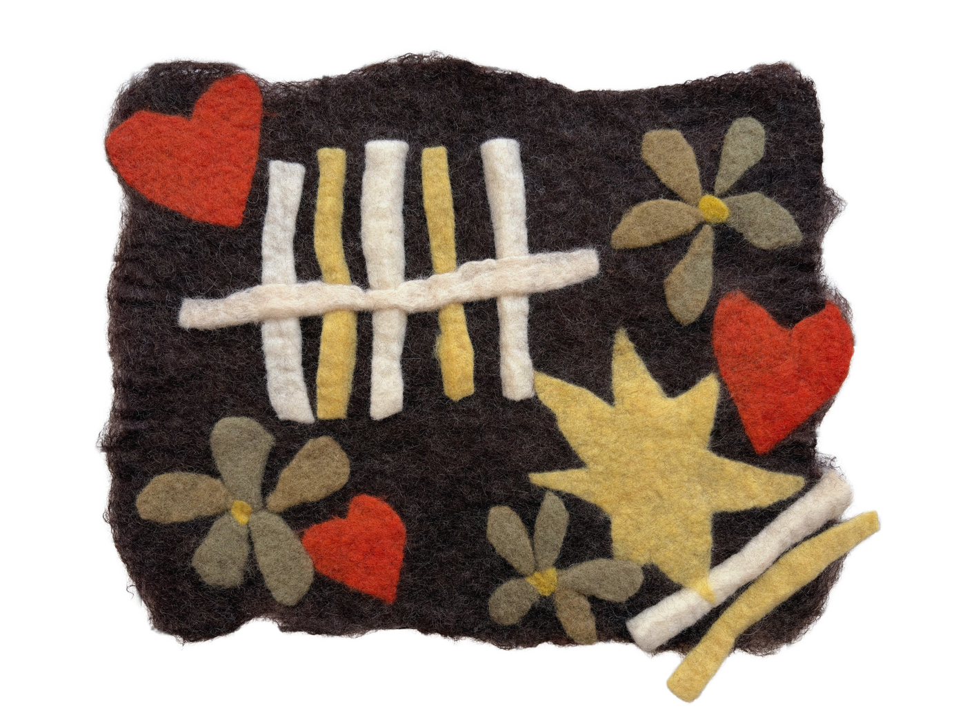 if I gave my heart to you... (would you keep it or let it roam free), 2026, Ontario wool with natural dyes, 15.5" x 12"