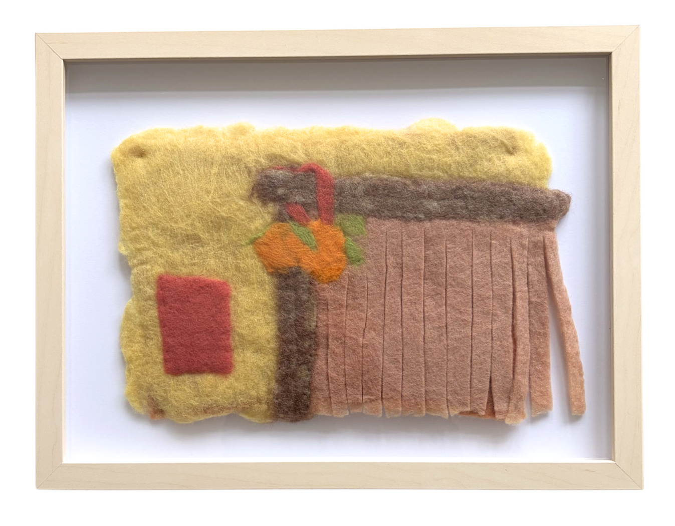 hang an orange at your door, 2026, Merino and Ontario romney wool with natural dyes, size: 8.25" x 12.25"