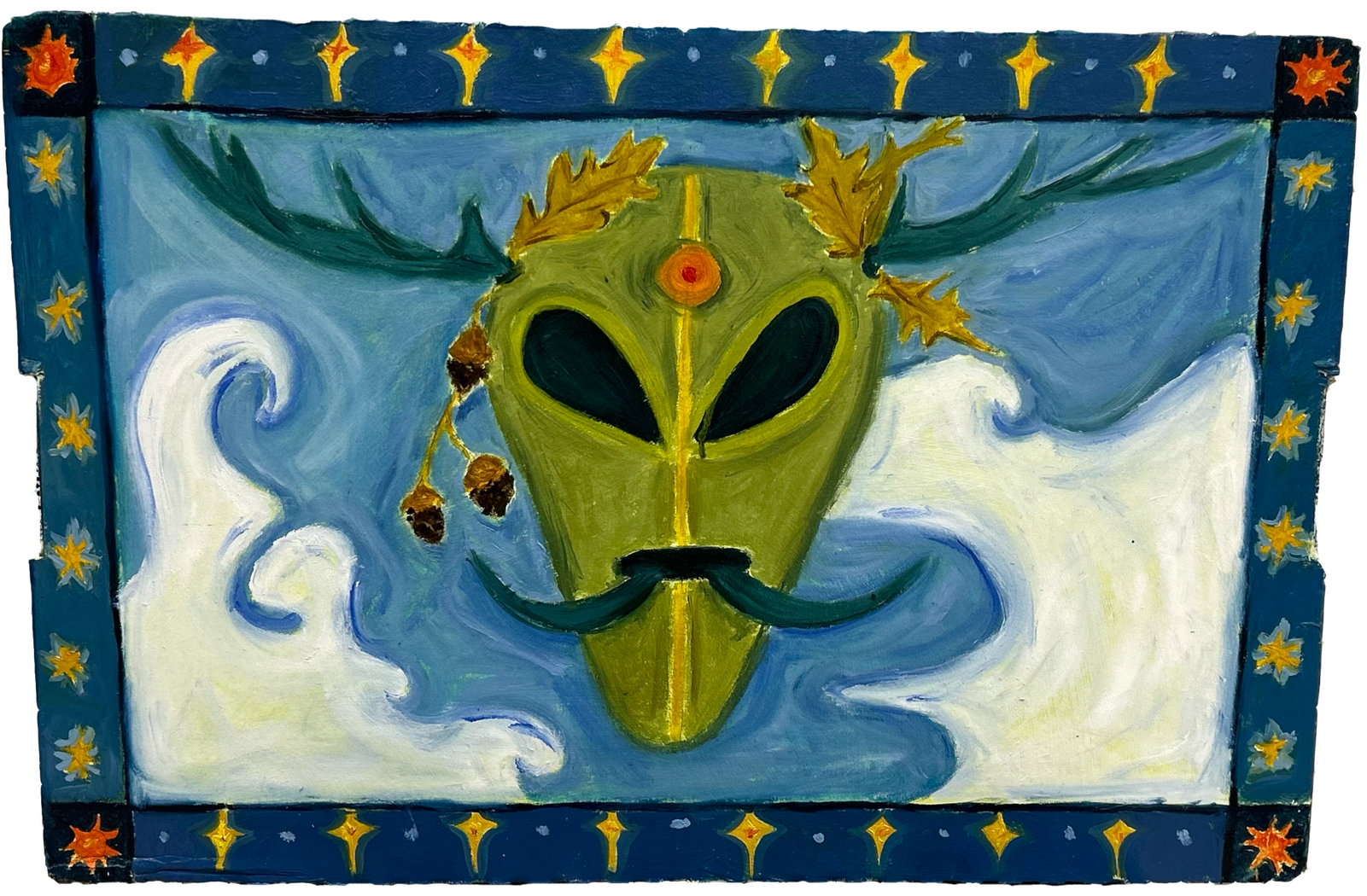 &quot;Shapeshifter&quot;, 2024, oil on recycled cardboard, size: 23&quot; x 15&quot;