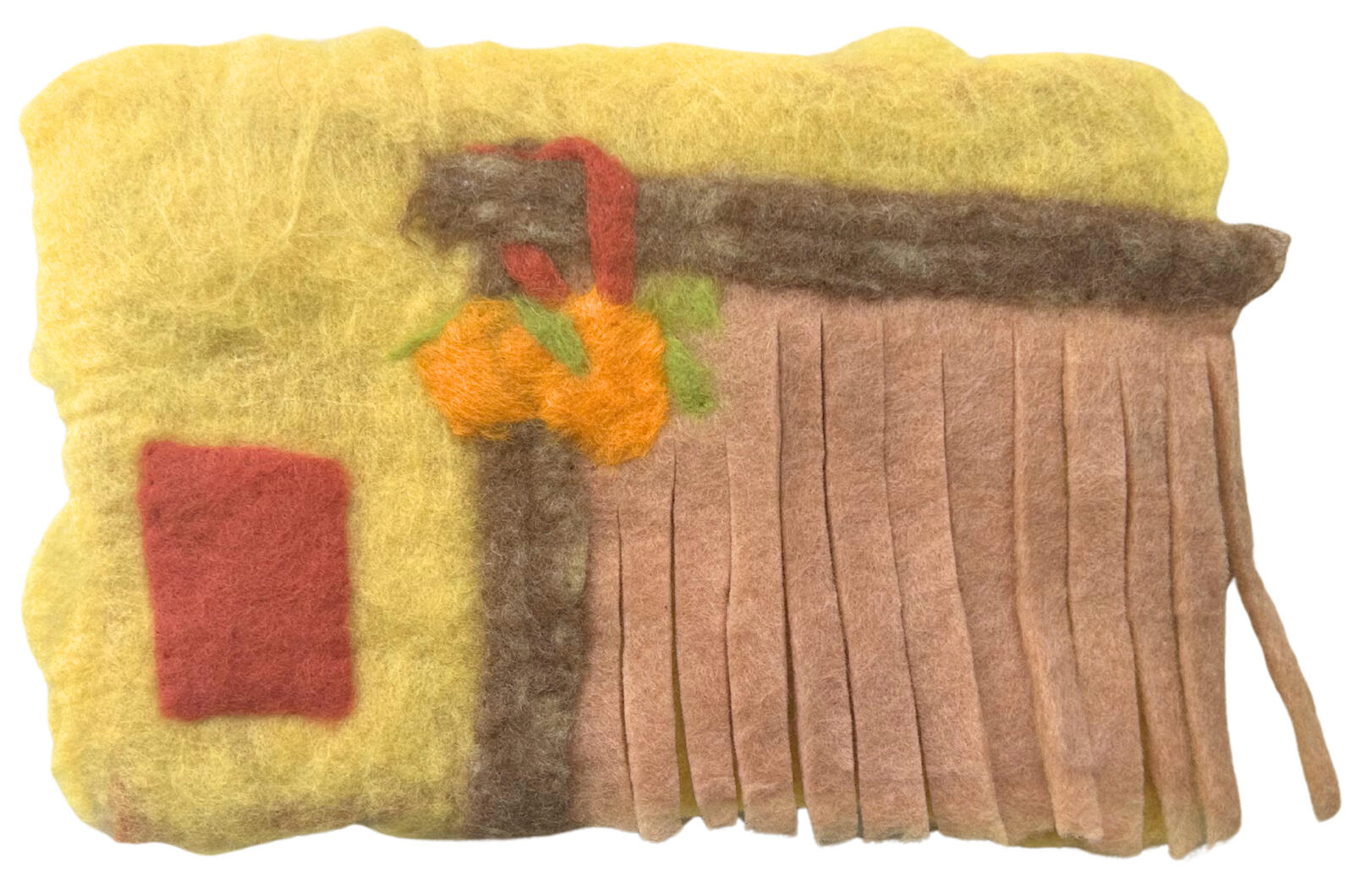 hang an orange at your door, 2026, Merino and Ontario romney wool with natural dyes, size: 8.25" x 12.25"