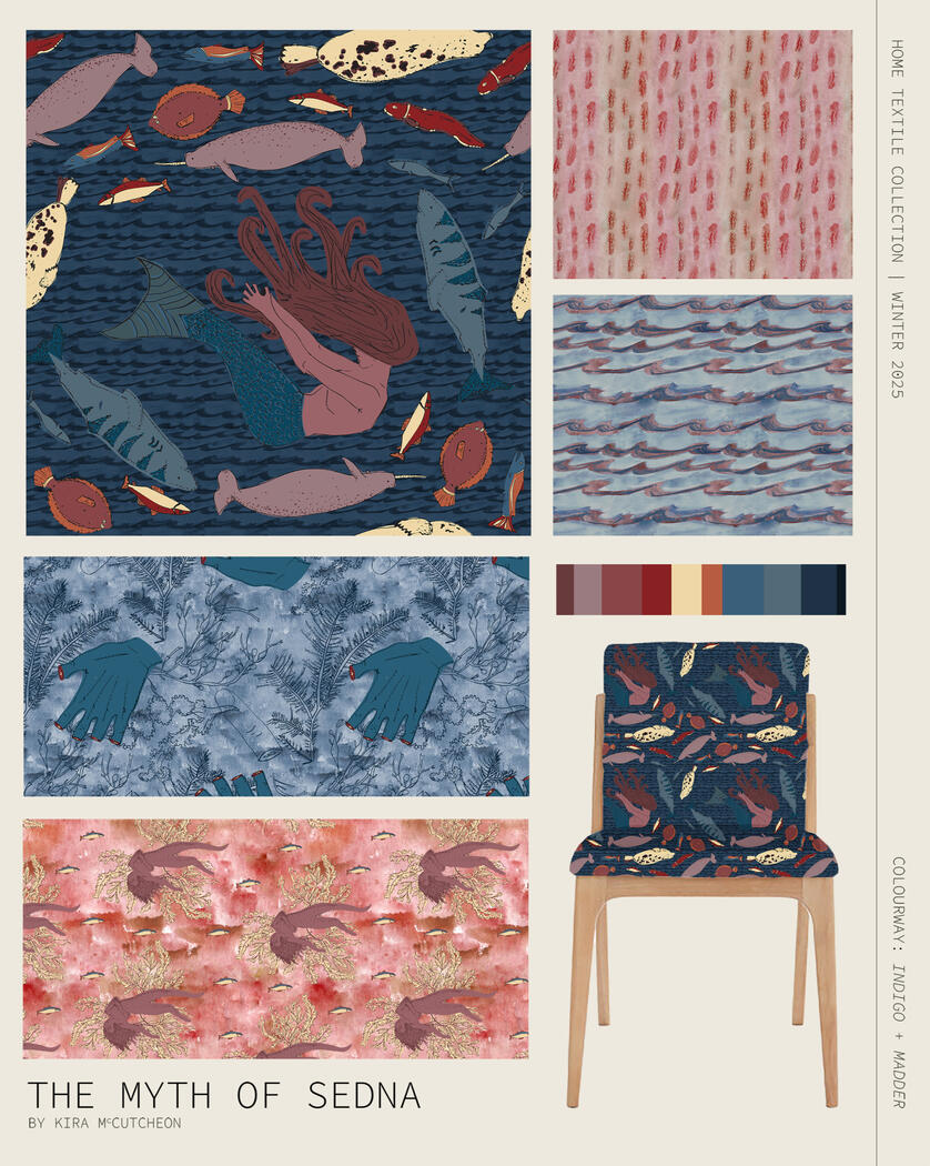 &quot;The Myth of Sedna&quot; - original colourway, 2025, Surface design for home goods