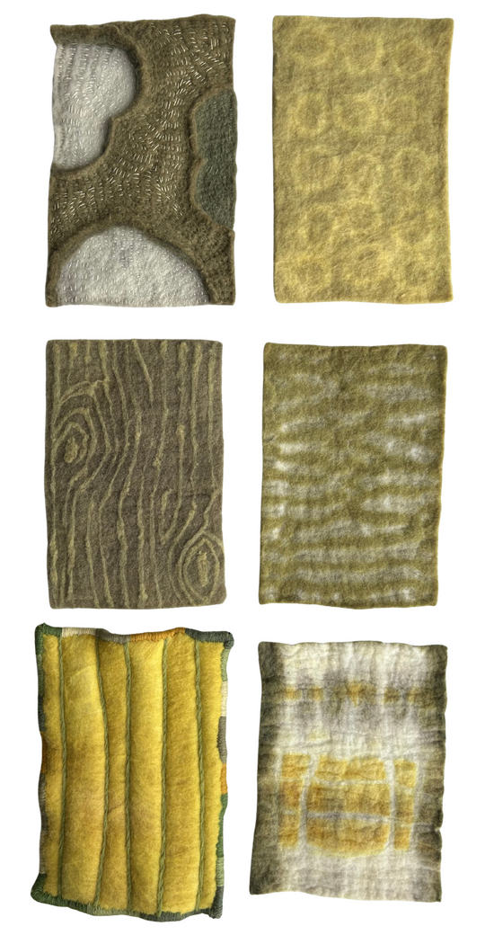 where time softens, 2025, rambouillet wool with natural dyes, size: 16.5" x 27"