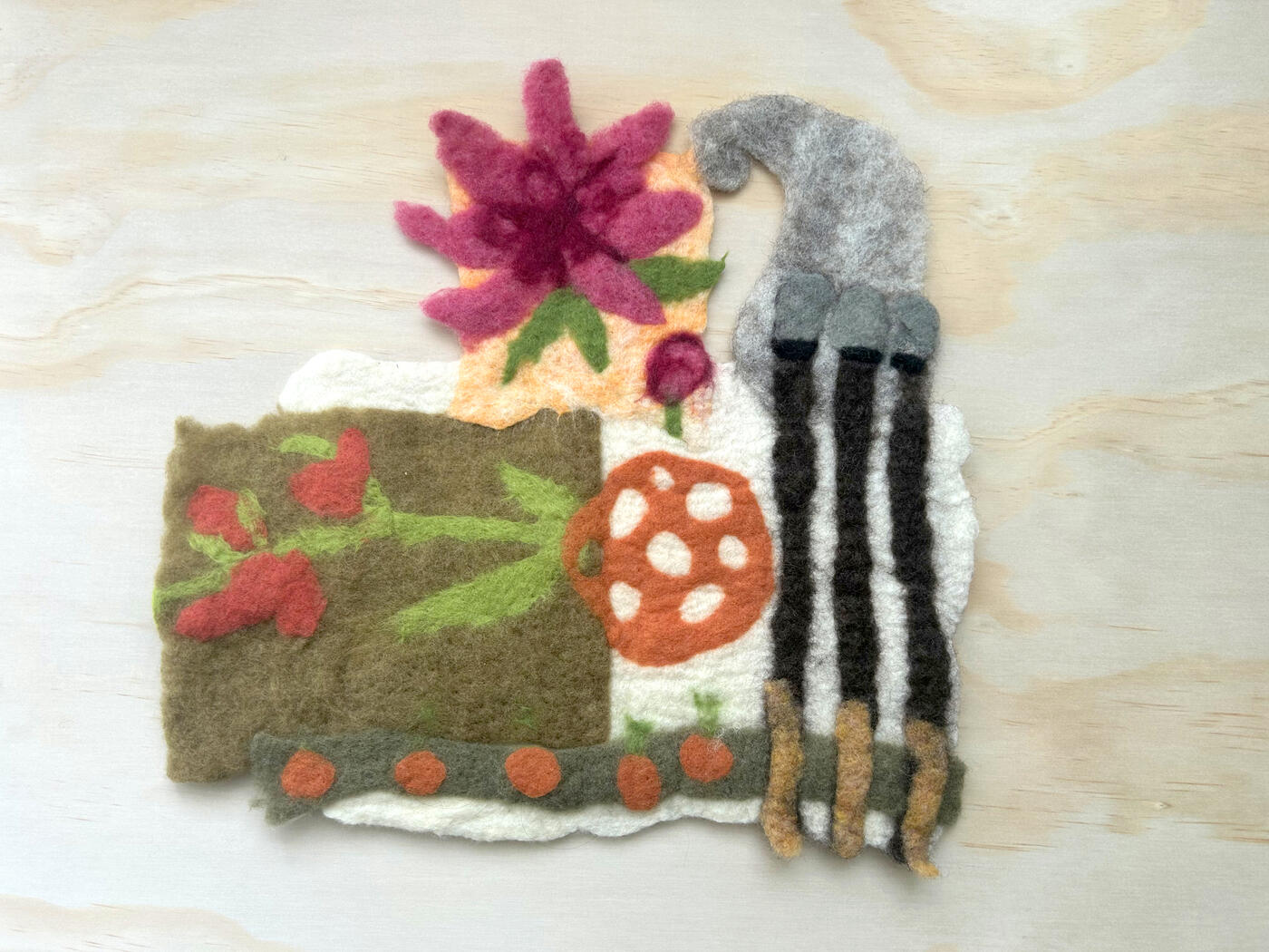 memories of spring, 2026, Merino and Ontario dorset-blend wool with natural dyes, 14.5" x 14"