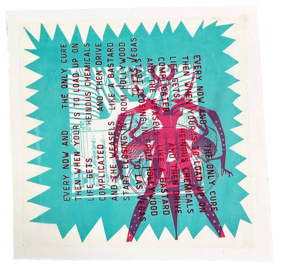 &quot;Lost Vegas&quot;, 2023, screen printing with pigment on pima cotton, size: 17&quot; x 15&quot;