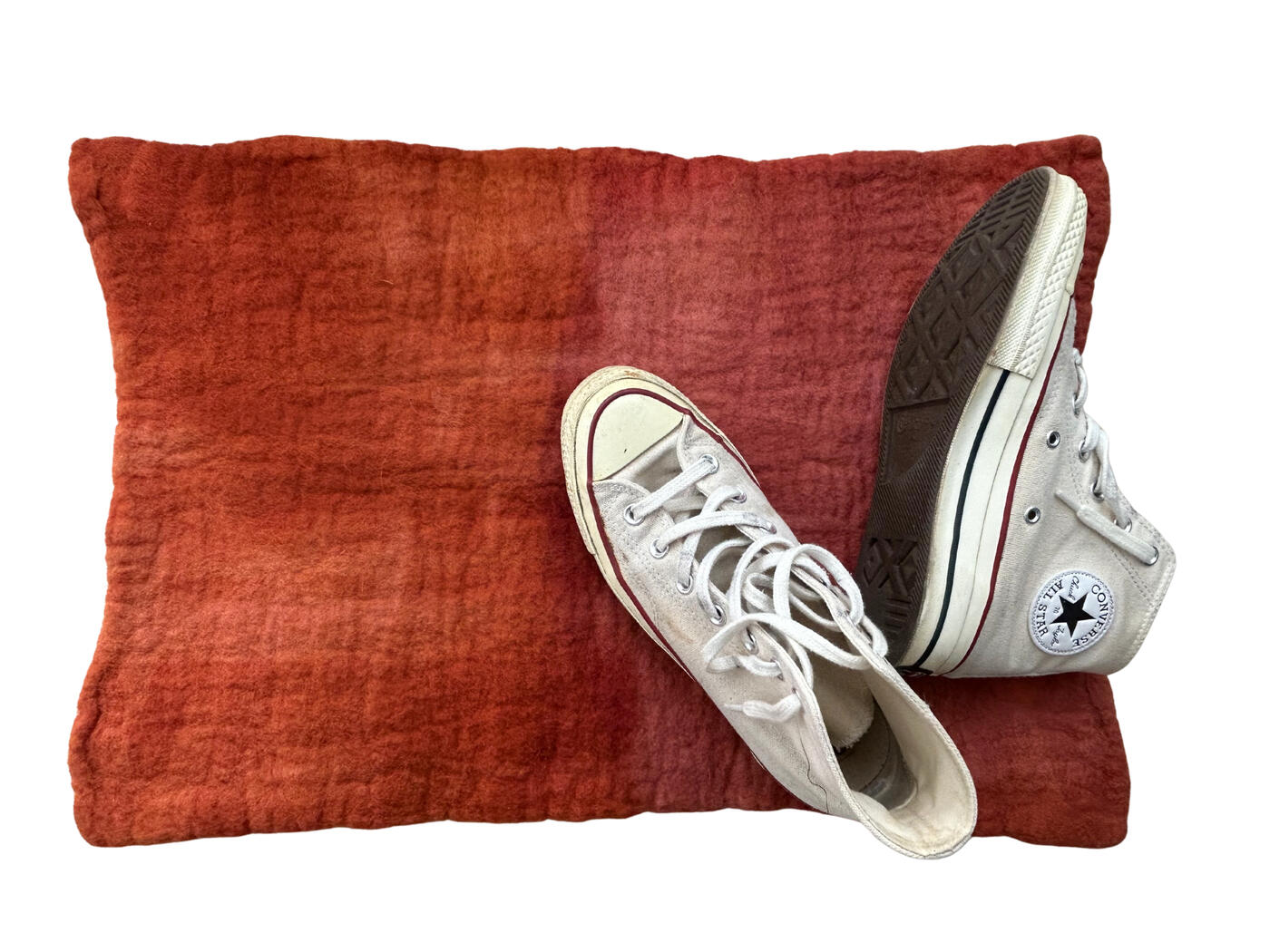 untitled (please set the table), 2026, Cheviot wool with natural dyes, 17.25" x 25.5"