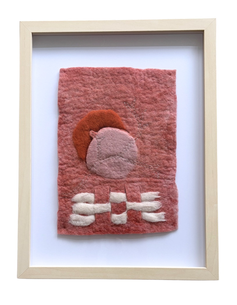 it's only a pink moon, 2026, Merino and Canadian rambouillet wool with natural dyes, size: 11" x 8"