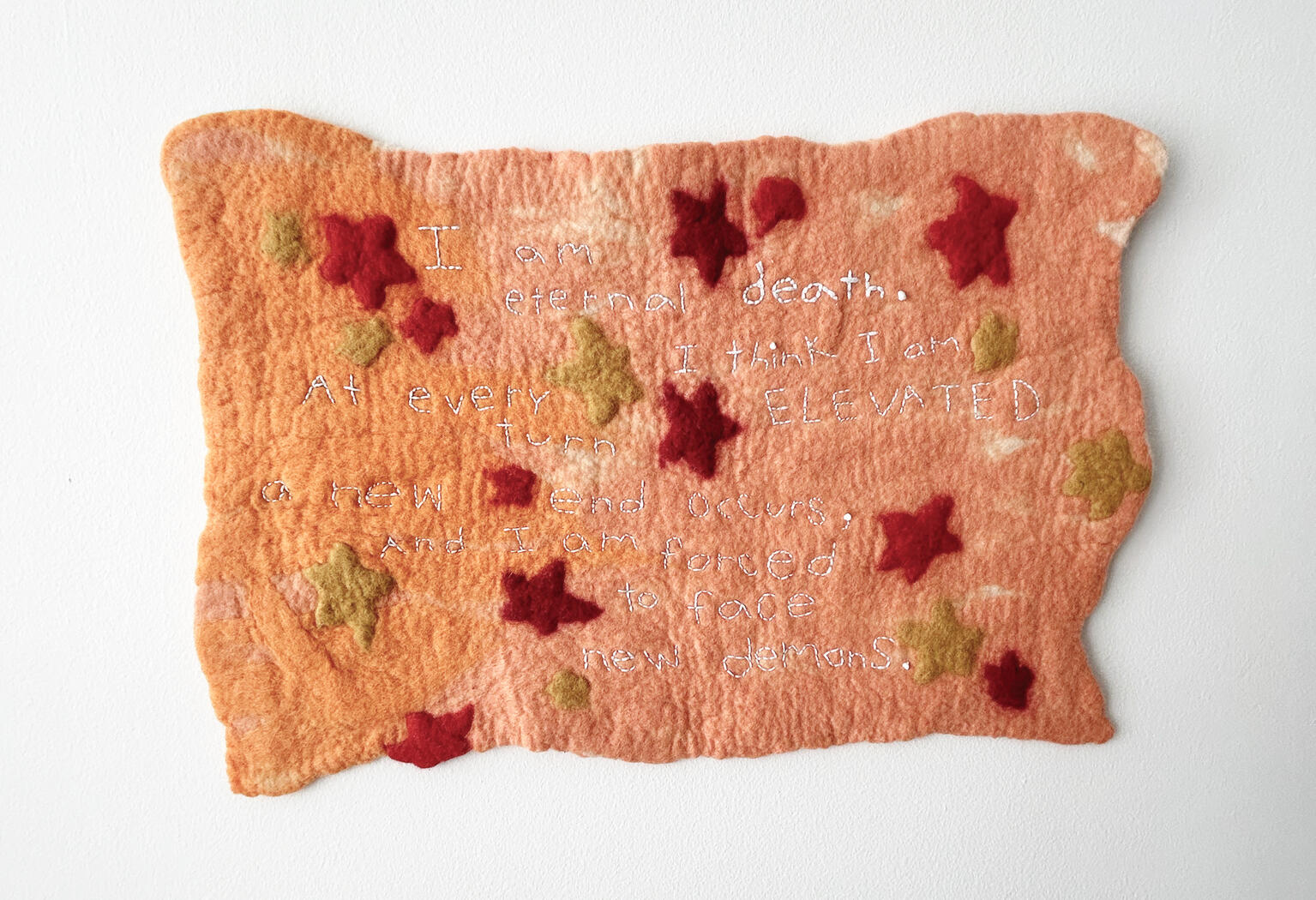 eternal death, 2024, merino wool, 12" x 18"