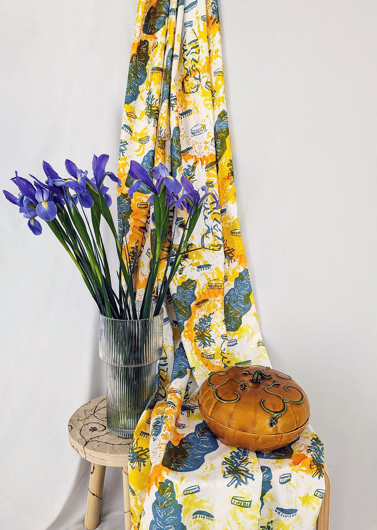 coco, 2024, pigment on Santa Fe linen, 54" x 75"