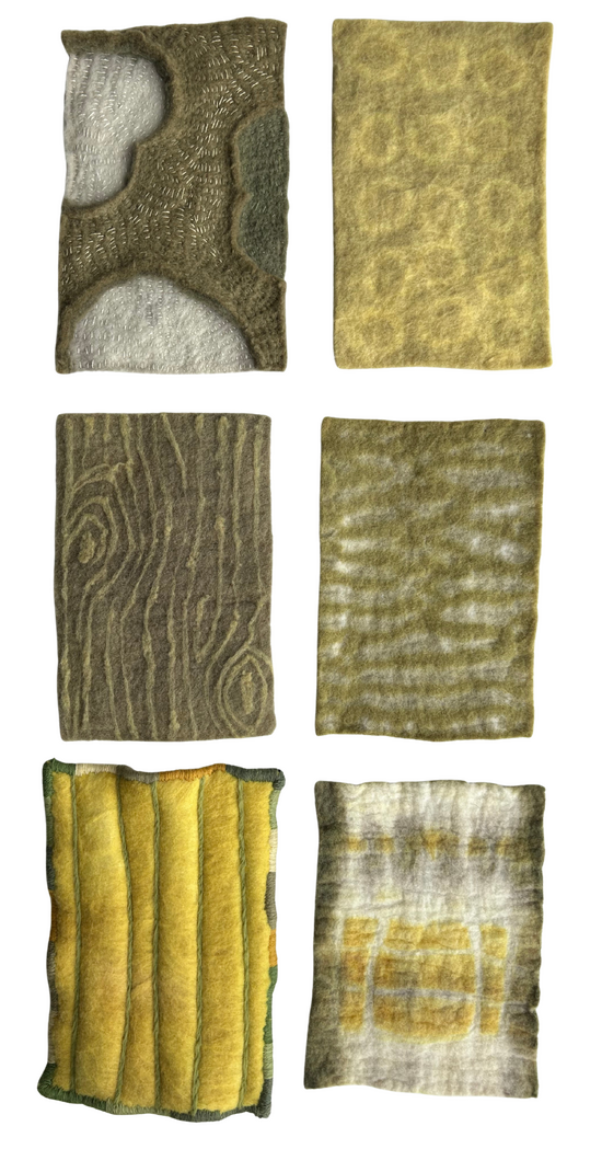 where time softens, 2025, rambouillet wool with natural dyes, size: 16.5" x 27"